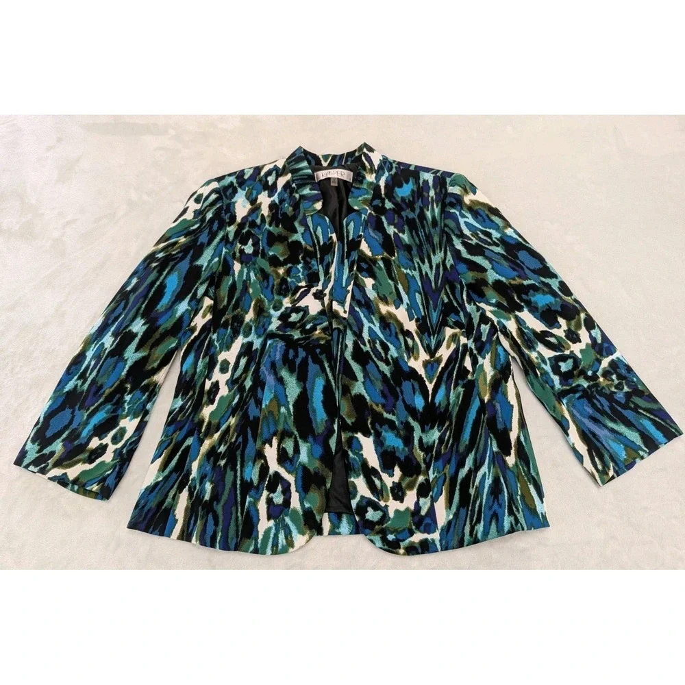 Kasper Women's Size 12 Jacket Fully Lined 3/4 Sleeves Cardigan Career Work